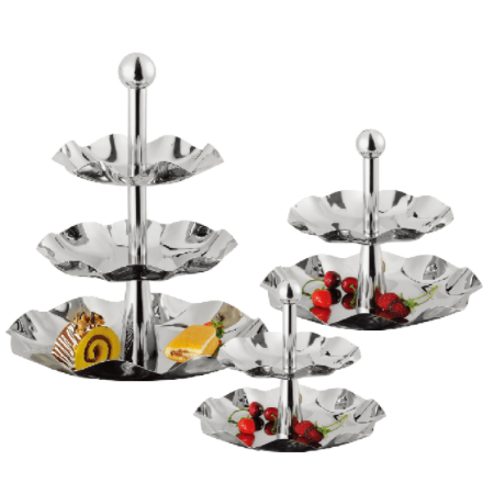 不锈钢二层/三层莲花果盘